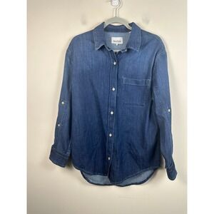 DU/ER Performance Denim Lite‎ Button Down Women S Blue NEW Relaxed WCWR4500